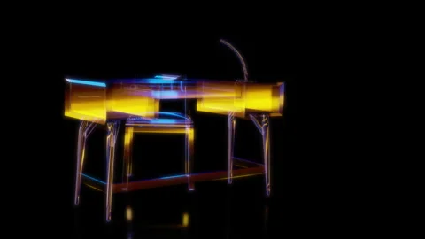 Rendering 3D animation, VISUAL EFFECTS Desk on a black background Stock Footage 265142781