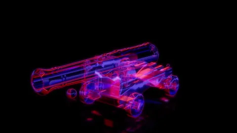 Rendering 3D animation, VISUAL EFFECTS Cannon 01 Model on a black background Stock Footage 265429385
