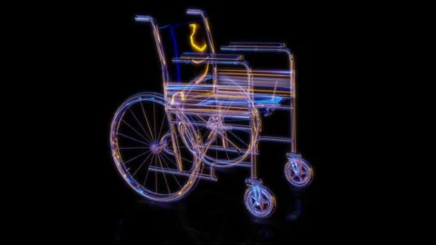 Rendering 3D animation, VISUAL EFFECTS Wheelchair Model on a black background Stock Footage 265430073
