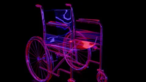 Rendering 3D animation, VISUAL EFFECTS Wheelchair Model on a black background Stock Footage 265430983