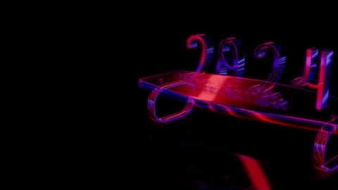 Rendering 3D animation, VISUAL EFFECTS Golden Inscription 2024 model on a black Stock Footage 265434091