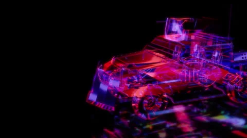 Rendering 3D animation, VISUAL EFFECTS Military Armored Car model on a black Video stock 265436191