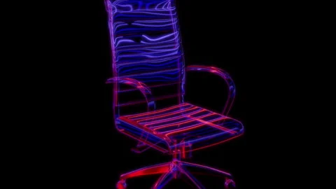 Rendering 3D animation, VISUAL EFFECTS Office desk chair model on a black Stock Footage 265440288
