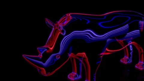 Rendering 3D animation, VISUAL EFFECTS Cartoon Rhinoceros on a black background Stock-Footage 265445239
