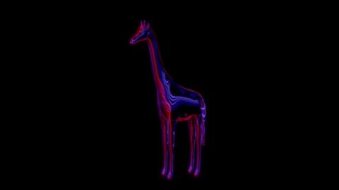 Rendering 3D animation, VISUAL EFFECTS Cartoon Gitaffe on a black background Stock Footage 265445303