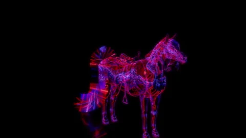 Rendering 3D animation, VISUAL EFFECTS Arab Horse on a black background Stock-Footage 265446218