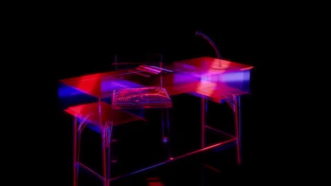 Rendering 3D animation, VISUAL EFFECTS Desk on a black background Vídeo Stock 265446509