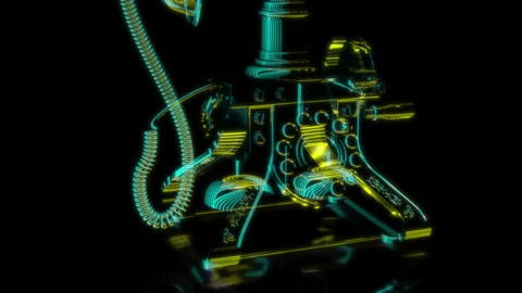 Rendering 3D animation, VISUAL EFFECTS Old wire telephone Model on a black 스톡 동영상 266820562