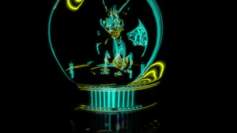 Rendering 3D animation, VISUAL EFFECTS Christmas tree toy dragon 2024 model on a Stock Footage 266821492