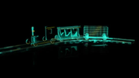Rendering 3D animation, VISUAL EFFECTS Woody Toy Train model on a black Stock Footage 266823636