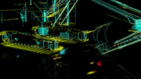Rendering 3D animation, VISUAL EFFECTS Excavator 340LC model on a black Stock Footage 266824372