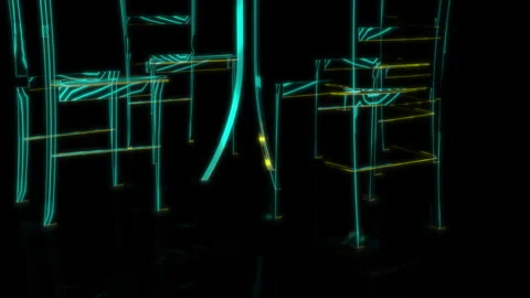 Rendering 3D animation, VISUAL EFFECTS Restaurant patio furniture 07 model on a Stock Footage 266824610