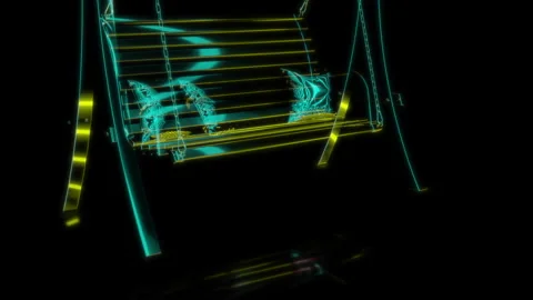Rendering 3D animation, VISUAL EFFECTS Wood Swinging Bench model on a black Stock Footage 266825592