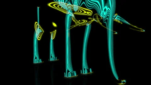 Rendering 3D animation, VISUAL EFFECTS Cartoon Elephant on a black background Stock Footage 266828399