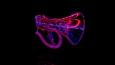 Rendering 3D animation, VISUAL EFFECTS Megaphone Model on a black background Stock Footage 267011276