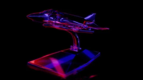 Rendering 3D animation, VISUAL EFFECTS F4 Phantom II Model on a black background Stock Footage 267011721