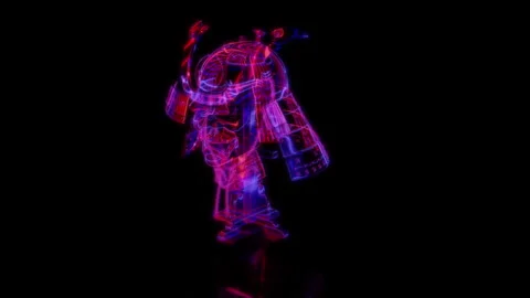 Rendering 3D animation, VISUAL EFFECTS Samurai helmet Model on a black Stock Footage 267012829