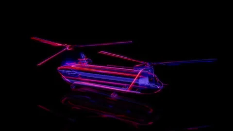 Rendering 3D animation, VISUAL EFFECTS military helicopter Model on a black Stock Footage 267014066