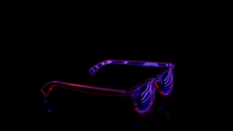 Rendering 3D animation, VISUAL EFFECTS Sunglasses Model on a black background Stock Footage 267014741