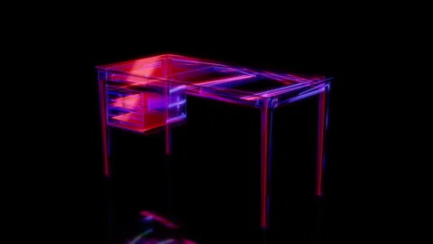 Rendering 3D animation, VISUAL EFFECTS Timber desk with drawers Model on a black Stock Footage 267014852