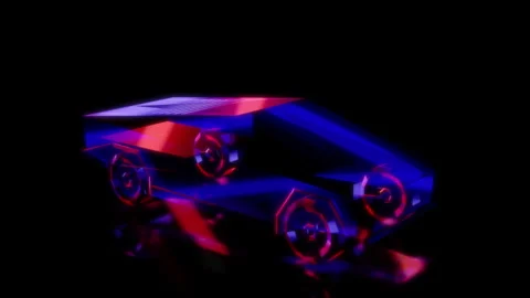 Rendering 3D animation, VISUAL EFFECTS Cyber truck car Model on a black Stock Footage 267016046
