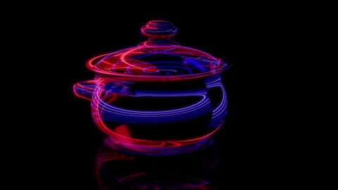 Rendering 3D animation, VISUAL EFFECTS Saucepan Model on a black background Stock Footage 267016440
