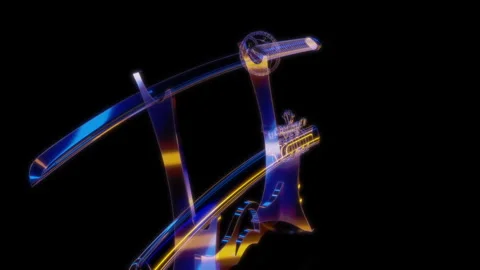Rendering 3D animation, VISUAL EFFECTS Samurai Katana with stand Model on a Stock Footage 267462831