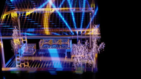 Rendering 3D animation, VISUAL EFFECTS Pergola variance Model on a black Stock Footage 267468799