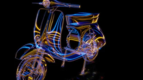 Rendering 3D animation, VISUAL EFFECTS scooter bike Model on a black background Stock Footage 267469338