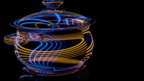 Rendering 3D animation, VISUAL EFFECTS Saucepan Model on a black background Stock Footage 267470343