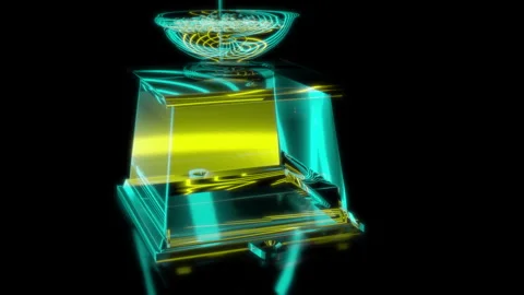 Rendering 3D animation, VISUAL EFFECTS Coffee Mill Model on a black background Stock Footage 267841999