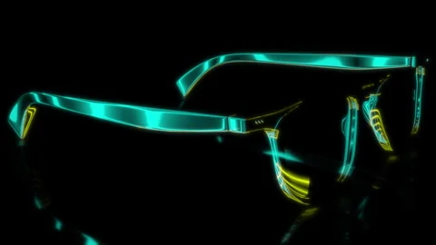 Rendering 3D animation, VISUAL EFFECTS Sunglasses Model on a black background Stock Footage 267849089