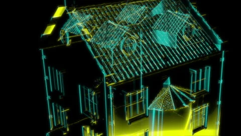 Rendering 3D animation, VISUAL EFFECTS Medieval house Model on a black Stock Footage 267850907