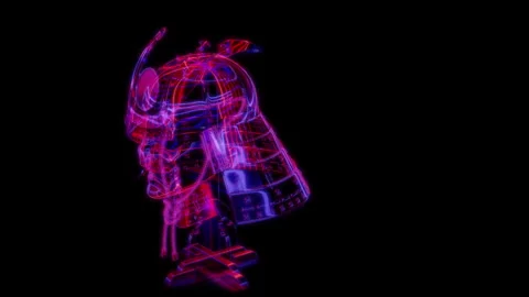 Rendering 3D animation, VISUAL EFFECTS Samurai helmet Model on a black Stock Footage 268399179
