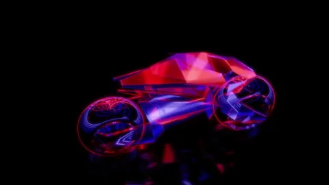 Rendering 3D animation, VISUAL EFFECTS Motorcycle Robot Model on a black Video stock 268402157