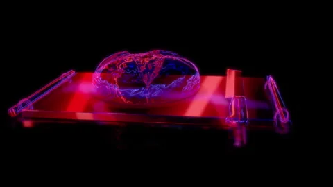 Rendering 3D animation, VISUAL EFFECTS bread and knife on a cutting board Model Stock Footage 268402473