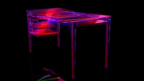 Rendering 3D animation, VISUAL EFFECTS Timber desk with drawers Model on a black Stock Footage 268402970