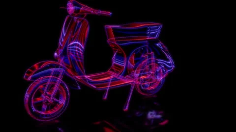 Rendering 3D animation, VISUAL EFFECTS scooter bike Model on a black background Stock Footage 268405320
