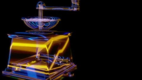 Rendering 3D animation, VISUAL EFFECTS Coffee Mill Model on a black background Stock Footage 268817505
