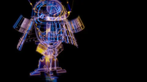 Rendering 3D animation, VISUAL EFFECTS Samurai helmet Model on a black Stock Footage 268818964