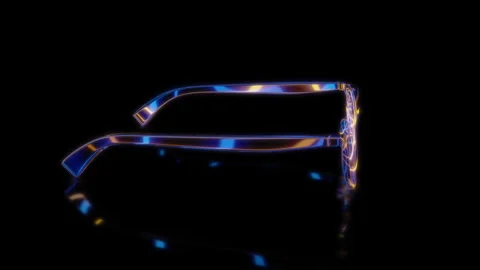 Rendering 3D animation, VISUAL EFFECTS Sunglasses Model on a black background Stock Footage 268823426