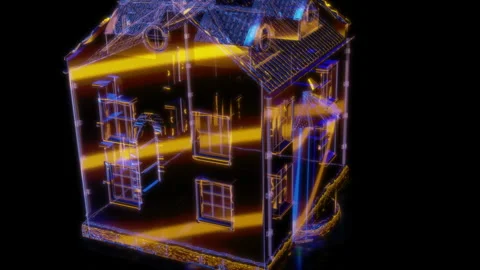 Rendering 3D animation, VISUAL EFFECTS Medieval house Model on a black Stock Footage 268825118