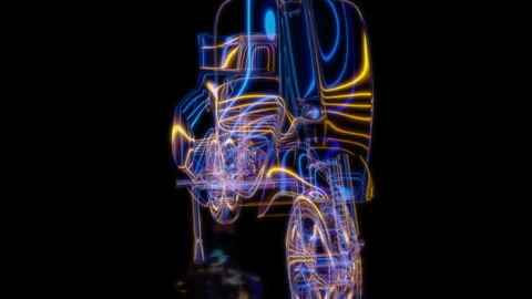 Rendering 3D animation, VISUAL EFFECTS scooter bike Model on a black background Stock Footage 268826485