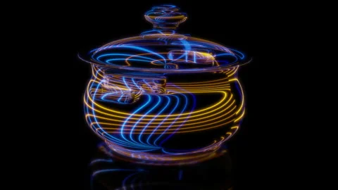 Rendering 3D animation, VISUAL EFFECTS Saucepan Model on a black background Stock Footage 268828716