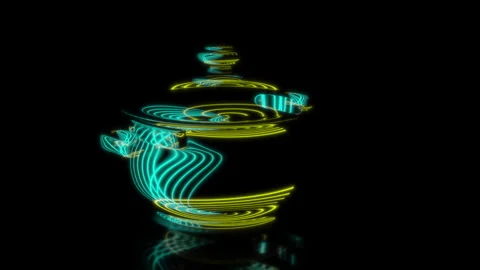 Rendering 3D animation, VISUAL EFFECTS Saucepan Model on a black background Stock Footage 269137198