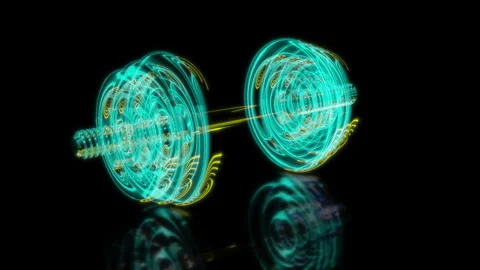 Rendering 3D animation, VISUAL EFFECTS Dumbell Model on a black background Stock Footage 269137962