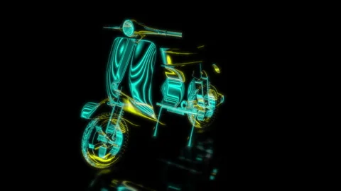 Rendering 3D animation, VISUAL EFFECTS scooter bike Model on a black background Stock Footage 269138683