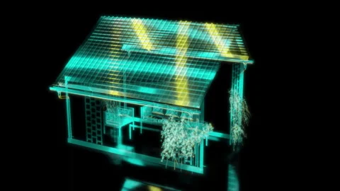 Rendering 3D animation, VISUAL EFFECTS Pergola variance Model on a black Stock Footage 269139395