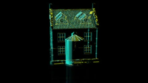 Rendering 3D animation, VISUAL EFFECTS Medieval house Model on a black Stock Footage 269139923