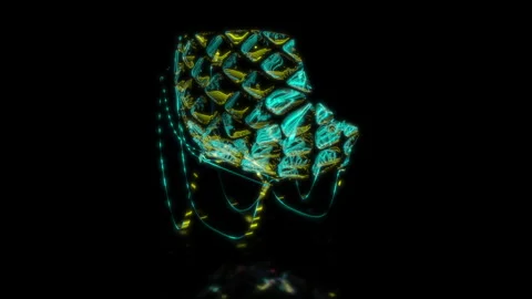 Rendering 3D animation, VISUAL EFFECTS Turtle shell chair Model on a black Stock Footage 269140192